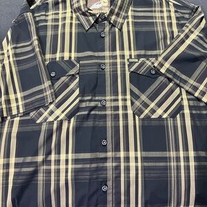 DIXXON Men's Black and Tan Plaid Shirt